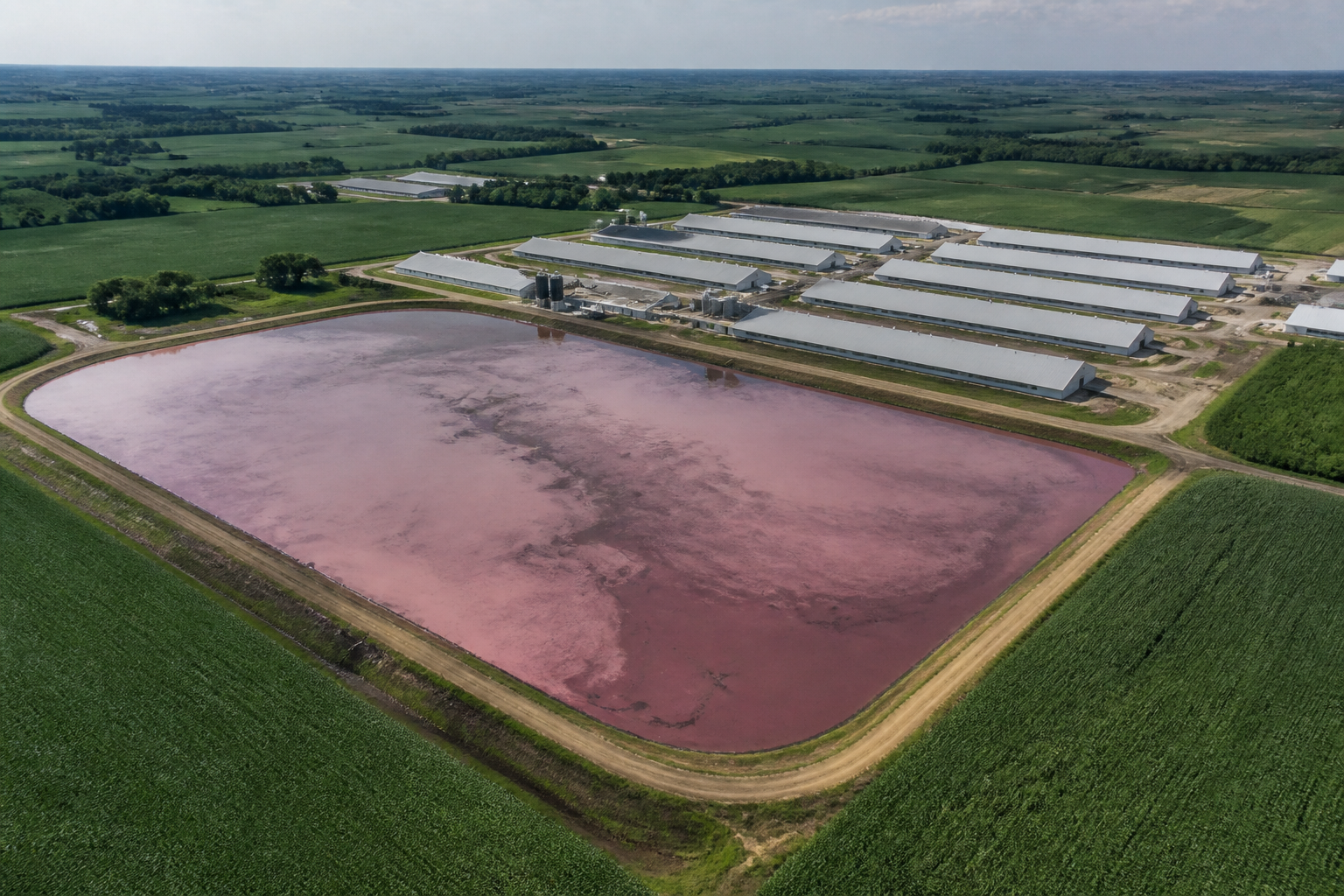 Illustration for the article “Las lagunas de purines de las CAFO envenenan el agua rural”
